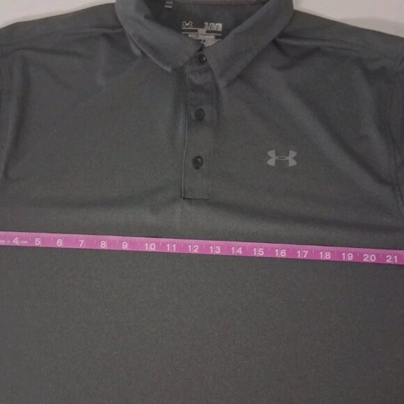 Under Armour Polo Shirt Mens XL Gray Short Sleeve Loose Fit Heatgear Performance - Picture 8 of 10